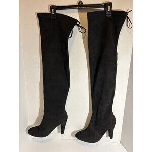 Gorgeous Black Over the Knee Thigh High Boots 4” Heel Womens Size 9.5  Statement